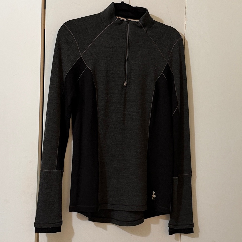 Smartwool PHD Gray Merino Wool Long Sleeve High Neck 1/4 Zip Sweater Women‎ L